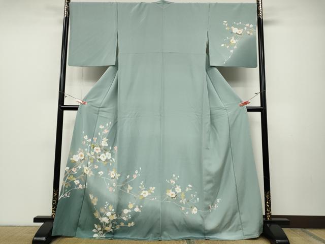 平和屋着物●訪問着　友禅　枝花文　暈し染め　正絹　逸品　CABD0109ut