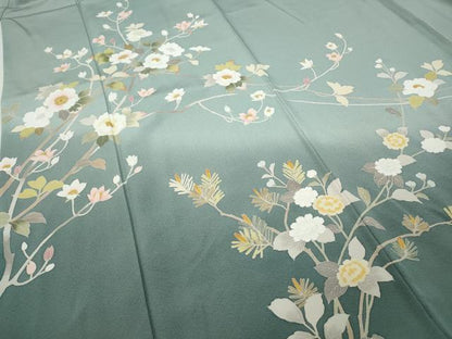 平和屋着物●訪問着　友禅　枝花文　暈し染め　正絹　逸品　CABD0109ut