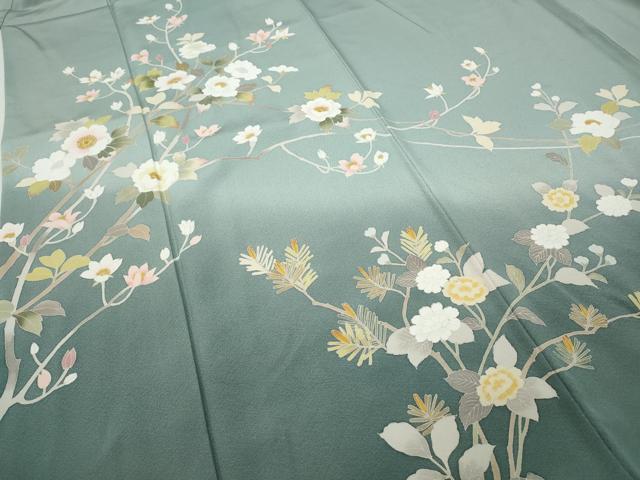 平和屋着物●訪問着　友禅　枝花文　暈し染め　正絹　逸品　CABD0109ut