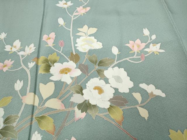 平和屋着物●訪問着　友禅　枝花文　暈し染め　正絹　逸品　CABD0109ut