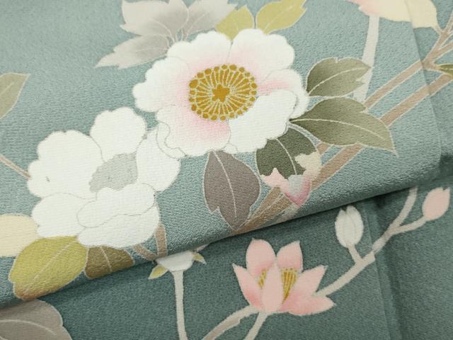 平和屋着物●訪問着　友禅　枝花文　暈し染め　正絹　逸品　CABD0109ut