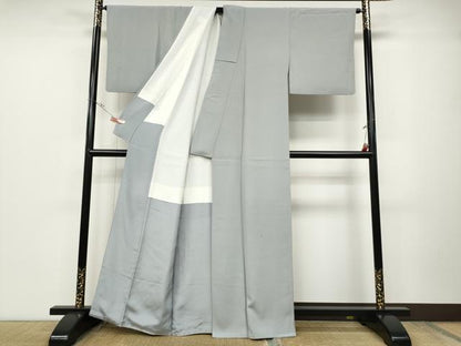 平和屋着物●上質な色無地　鬱金箔　灰青色　正絹　逸品　CABD0110ut