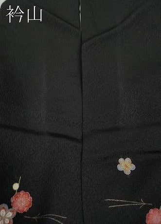 平和屋着物●上質な小紋　笹　枝梅　こぼれ松葉　黒地　金彩　正絹　逸品　CABD0111ut