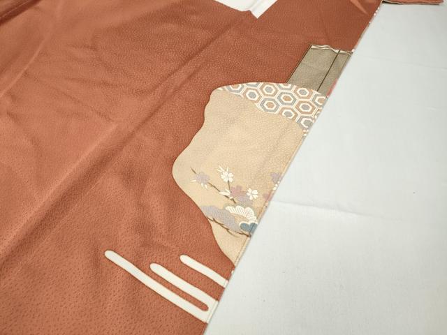 平和屋着物●訪問着　駒刺繍　絞り　エ霞屏風草花文　金彩　正絹　逸品　CABD0113ut