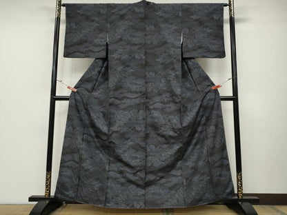 平和屋着物●本場大島紬　9マルキ　舟草木文　正絹　逸品　CABD0115ut