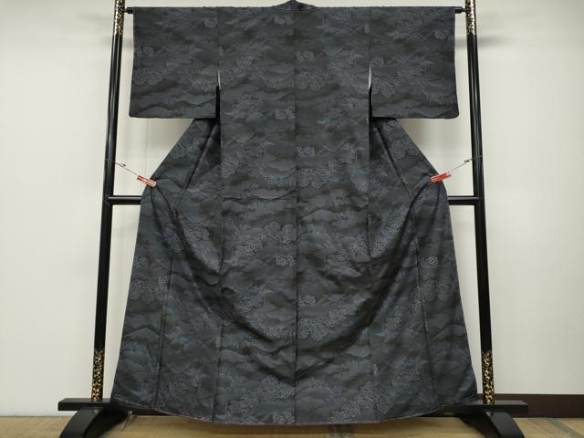 平和屋着物●本場大島紬　9マルキ　舟草木文　正絹　逸品　CABD0115ut