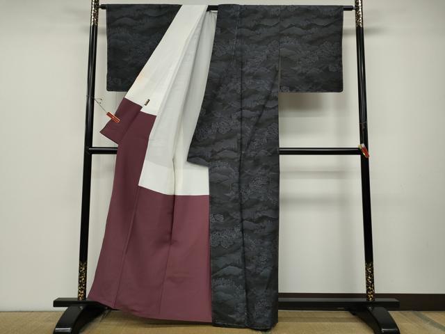 平和屋着物●本場大島紬　9マルキ　舟草木文　正絹　逸品　CABD0115ut