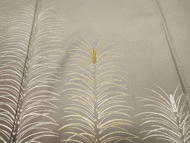 平和屋着物●色留訪問着　刺繍　草葉文　暈し染め　金銀彩　正絹　逸品　CABD0116ut