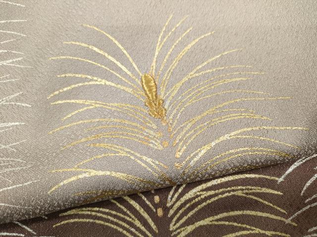 平和屋着物●色留訪問着　刺繍　草葉文　暈し染め　金銀彩　正絹　逸品　CABD0116ut