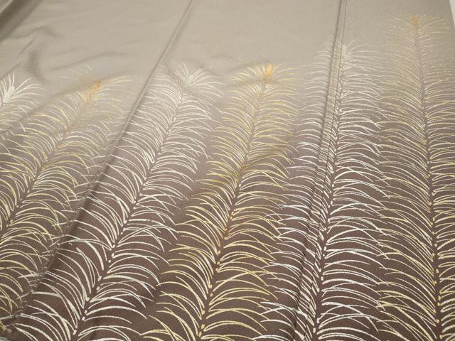 平和屋着物●色留訪問着　刺繍　草葉文　暈し染め　金銀彩　正絹　逸品　CABD0116ut