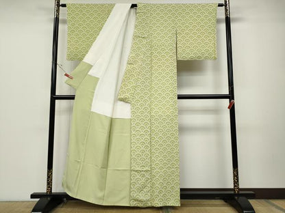 平和屋着物●銀座　志ま亀　小紋　青海波　たとう紙付き　正絹　逸品　未使用　CABD0117ut