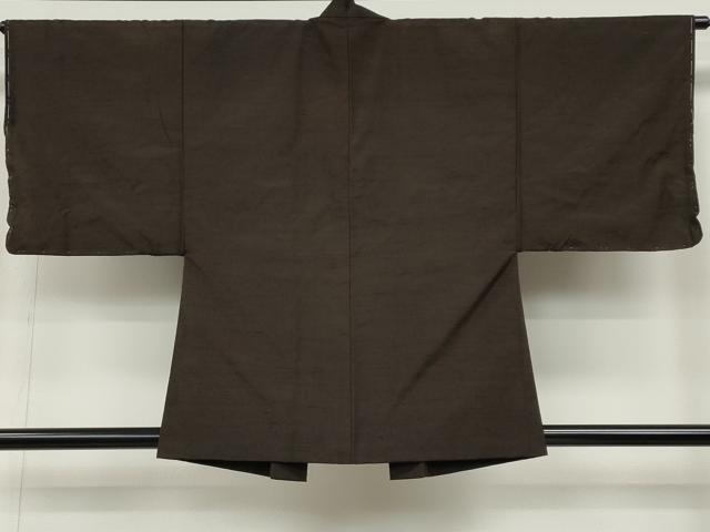 平和屋着物●男性　紬　アンサンブル　色無地　赤墨色　正絹　逸品　CABD0118ut