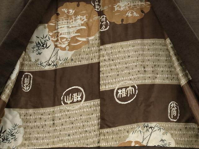 平和屋着物●男性　紬　アンサンブル　色無地　赤墨色　正絹　逸品　CABD0118ut
