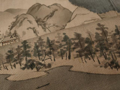 平和屋着物●訪問着　本場大島紬　9マルキ　泥染め　雲取り風景文　河野大島紬謹製　ますいわ屋扱い　証紙付き　逸品　未使用　CABD0121ut