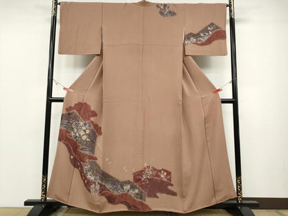 平和屋着物●訪問着　絞り　道長花鳥文　金彩　正絹　逸品　CABD0126ut