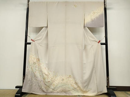 平和屋着物●訪問着 駒刺繍 熨斗雪輪枝花文 金彩 正絹 逸品 CABD0127ut