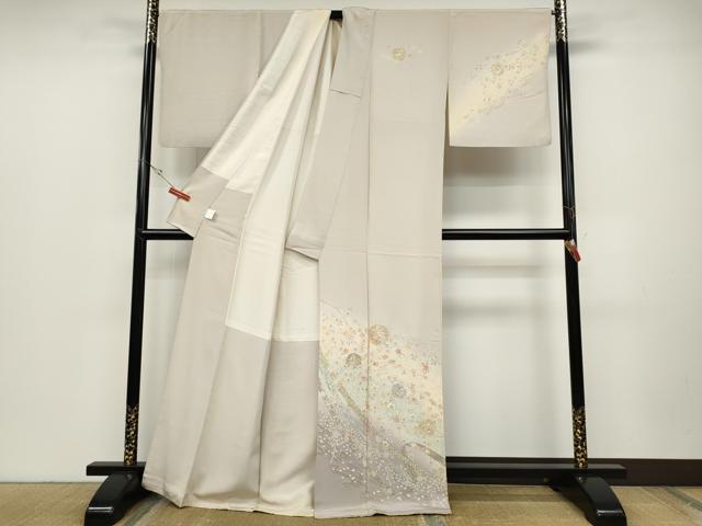 平和屋着物●訪問着 駒刺繍 熨斗雪輪枝花文 金彩 正絹 逸品 CABD0127ut