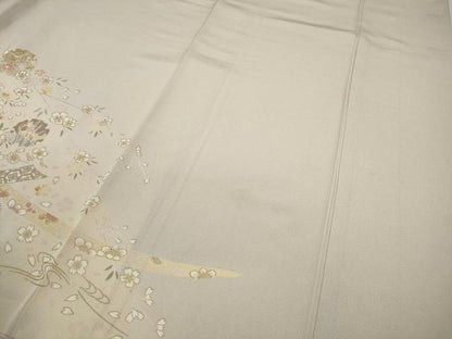 平和屋着物●訪問着 駒刺繍 熨斗雪輪枝花文 金彩 正絹 逸品 CABD0127ut