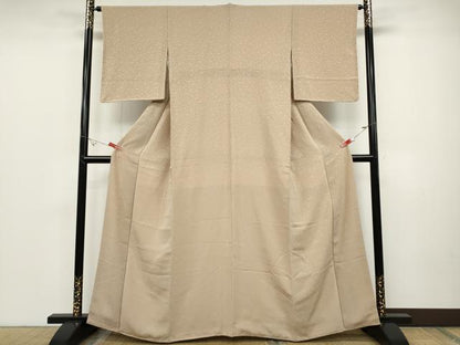 平和屋着物●上質な色無地　花唐草地紋　洗柿色　正絹　逸品　CABD0129ut