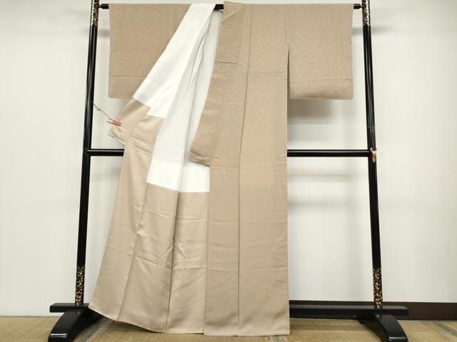 平和屋着物●上質な色無地　花唐草地紋　洗柿色　正絹　逸品　CABD0129ut