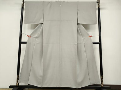 平和屋着物●上質な色無地 霞地紋 桜鼠色 正絹 逸品 CABD0132ut