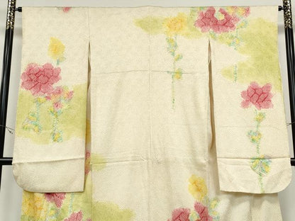 平和屋着物●豪華振袖　総絞り　枝花文　正絹　逸品　CABD0133ut
