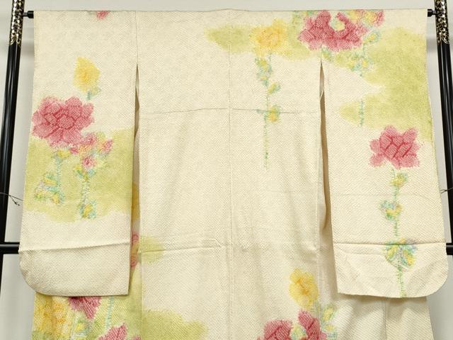 平和屋着物●豪華振袖　総絞り　枝花文　正絹　逸品　CABD0133ut