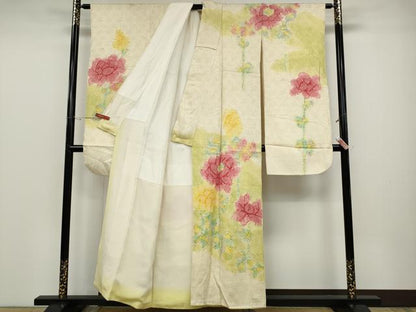 平和屋着物●豪華振袖　総絞り　枝花文　正絹　逸品　CABD0133ut
