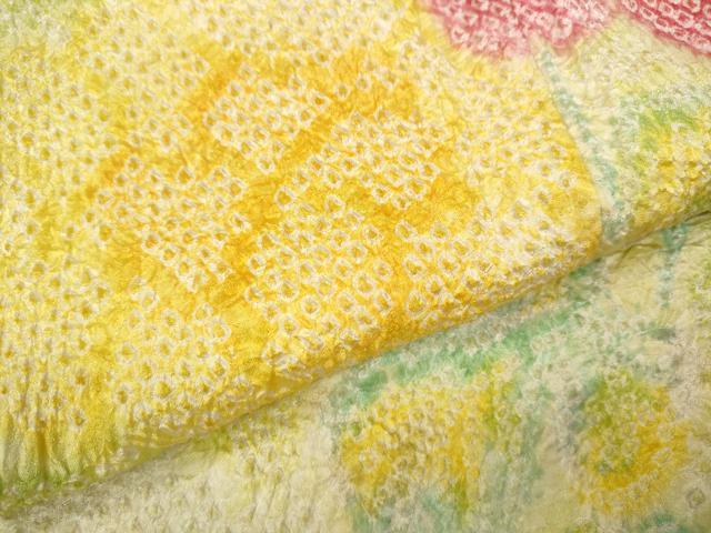 平和屋着物●豪華振袖　総絞り　枝花文　正絹　逸品　CABD0133ut