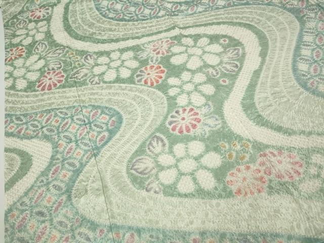 平和屋着物●訪問着　総絞り　流水舞花文　正絹　逸品　CABD0134ut