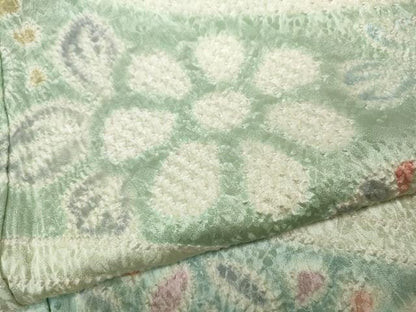 平和屋着物●訪問着　総絞り　流水舞花文　正絹　逸品　CABD0134ut