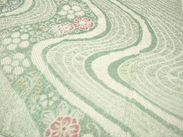 平和屋着物●訪問着　総絞り　流水舞花文　正絹　逸品　CABD0134ut