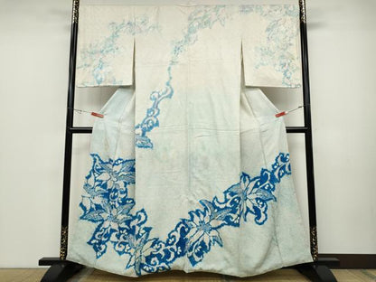 平和屋着物●訪問着　総絞り　舞花文　正絹　逸品　CABD0135ut
