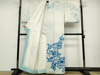 平和屋着物●訪問着　総絞り　舞花文　正絹　逸品　CABD0135ut