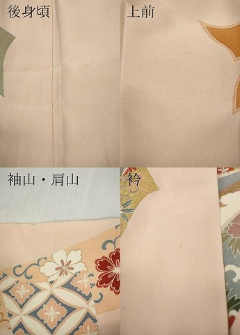 平和屋着物●創業460年・千總　振袖　駒刺繍　束ね熨斗飛鶴吉祥花文　金彩　正絹　逸品　CABD0136ut
