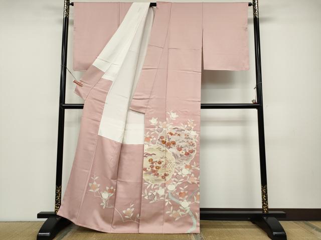 平和屋着物●豪華色留袖　駒刺繍　雪輪枝橘文　正絹　逸品　未使用　CABD0138ut