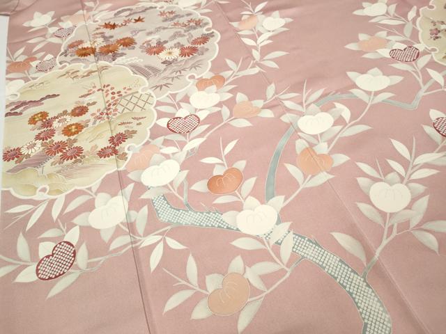 平和屋着物●豪華色留袖　駒刺繍　雪輪枝橘文　正絹　逸品　未使用　CABD0138ut