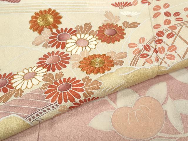 平和屋着物●豪華色留袖　駒刺繍　雪輪枝橘文　正絹　逸品　未使用　CABD0138ut