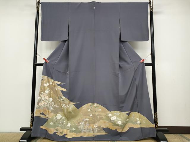 平和屋着物●豪華色留袖　駒刺繍　草花文　金彩　正絹　逸品　CABD0139ut