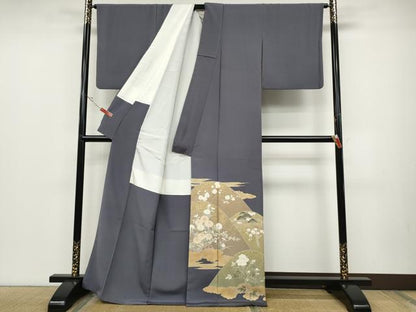 平和屋着物●豪華色留袖　駒刺繍　草花文　金彩　正絹　逸品　CABD0139ut