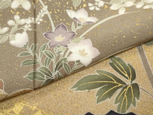 平和屋着物●豪華色留袖　駒刺繍　草花文　金彩　正絹　逸品　CABD0139ut