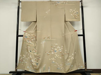 平和屋着物●訪問着 駒刺繍 風景草花文 金彩 正絹 逸品 CABD0140ut