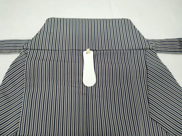 平和屋着物●男性　精巧昆龍平　馬乗り袴　縞　反端付き　正絹　逸品　未使用　CABD0145ut