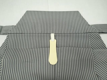 平和屋着物●男性　馬乗り袴　絲織平　縞　正絹　逸品　CABD0146ut