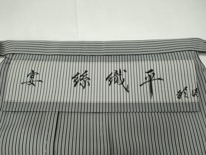 平和屋着物●男性　馬乗り袴　絲織平　縞　正絹　逸品　CABD0146ut