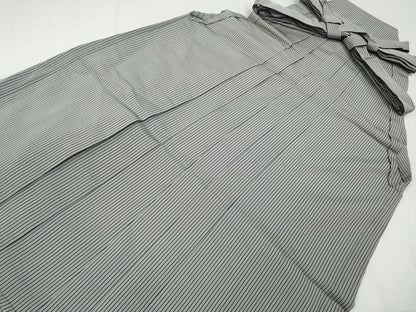 平和屋着物●男性　馬乗り袴　絲織平　縞　正絹　逸品　CABD0146ut