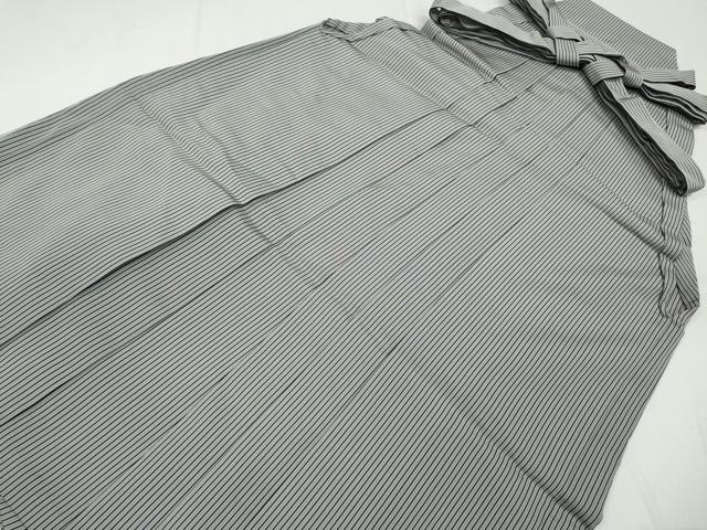 平和屋着物●男性　馬乗り袴　絲織平　縞　正絹　逸品　CABD0146ut