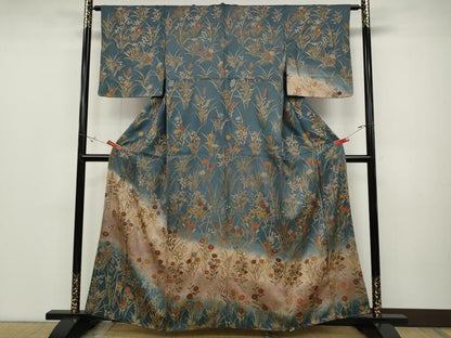 平和屋着物●訪問着　草花尽くし　暈し染め　金彩　正絹　逸品　CABD0151ut