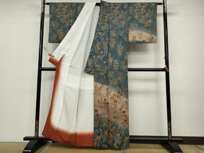 平和屋着物●訪問着　草花尽くし　暈し染め　金彩　正絹　逸品　CABD0151ut