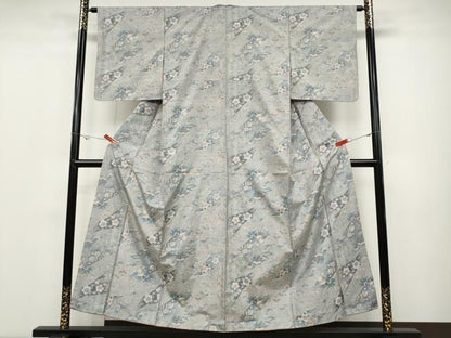平和屋着物●本場大島紬　白大島　7マルキ　道長花文　正絹　逸品　未使用　CABD0152ut